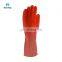industrial nitrile anti chemical gloves red nitrile flocking gloves chemical resistant safety work gloves PU