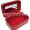 Red Leather cosmetic box,Jewelry storage case,Makeup travel case