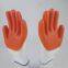 white polyester thread knitted orange PVC palm and fingers coated water-proof abrasion-resistant safety work gloves