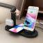 Black Smart Phone Stand 15W Carregador sem Fio para Carregamento Rápido 4 em 1 de Celulares, Relógios e Fones de Ouvido
