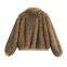 Fox yellow-brown natural color artificial fur coat, short style blouse with edgy girlish vibe