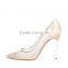 Fashion Leather and Mesh Collage Patent Leather Piping Blade Heel Shoes Women