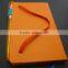 hot sale orange faux leather a6 size notebook with pen