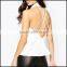 white semi Transparent blouse top women's wear sleeveless chimney collar waist length girls teenage women's