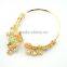 Ladies colorful resin flower design jewelry set rhinestone cuff gold woman necklace sets for wedding                        
                                                                                Supplier's Choice