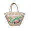 New Popular design women embroideried words beach straw bags