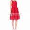 Summer latex red stripe pictures fashionable girls with pleated short skirts SYA15308