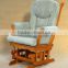 Thick Cushion Natural Color Rubber Wood Glider Boss Chair