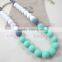 white blue&gray round silicone teething beads necklace wholesale teething baby necklace breakaway clasps necklace TN055