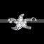 Rhodium cross connector moon and star cz charm