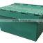 600*400*355mm Plastic moving Storage bin Attach Lid Stackable container