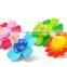 Promotional beautiful flower design wooden spinning top
