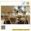 European style marble round pedestal dining table with white wooden chair for dining room furniture
