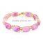 Romantic gold jewelry women 's fashion gold pink stone charm bracelet