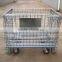 Warehouse foldable storage cage with 4 wheels