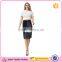 2016 New Arrival White & Black Stripe Knited Crop and Skirt Co-ord Set