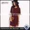Burgundy Self Tie Curved Hem Dolman Sleeve Dress 95% Cotton 5% Spandex Curved Hem Casual Belted Dress