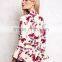 High Quality Sexy v Neck Long Sleeve Garden Print Lady Dress