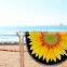 pattern cotton round beach towel with tassel