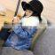 Fashion Casual Denim Jacket Raccoon Fur Collar Real Rabbit Fur Lining Cute Child Coat