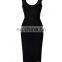 Amigo 2017 new style sleeveless Lotus leaf collar backless sexy bandage dress midi evening dresses for women party wear