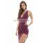 New style Strappy Polyester ladies Bodycon champagne color evening dress