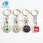 Wholesale high quality metal trolley token cheap custom token coins with chains hooks