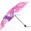 Customized solid color compact 3 folding automatic umbrella