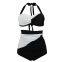 Women's Hanging Shoulders Backless Swimsuit Large Size High Waist Block Color Beachwear Swimwear Sexy Bikini