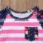 Newborn Kid Clothing Baby Girls Pink White Striped Tops Flower Sleeved T-shirt & Jeans Denim Shorts 2pcs Baby Clothing Set