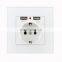 EU Standard Home Wall Electrical  Dual USB Power charge Socket