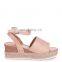 Nude suede two part espadrille inspired ladies platform wedge heel sandals shoes women evening other colors are available