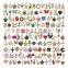 150pcs Unicorn Charms Random Mixed Fruit Animal Flowers Alloy Pendants Earrings Jewelry Making Accessory