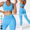 Custom Sportswear Workout Clothing Halter Bra Scrunch Butt Leggings 2 Piece Suit Gym Fitness Sets Seamless Yoga Set Women