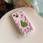 Pink tulip mirror silicone case iPhone 15 14 13 Pro Max Shockproof case back cover