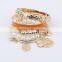 2016 Pearl Metal Coins Charms Jewelry Gold Bangles Bohe Bracelets Set