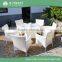 Wholesale customized white rattan outdoor dinning set with 6 chairs