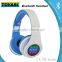 Bluetooth wireless LED headphone support memory card play MP3 and FM radio function headset