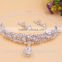 Euro-American wedding dance party white crystal diamond necklace and Stud Earring Set