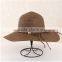 QXSH0052 New women straw hat with wide brim Summer panama beach hat with rope and bowknot With String beads