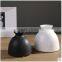 small round vase with hole/black and white ceramic flower pot/matt ceramic vase set