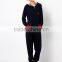 Ladies Petite embroidered with contrast color cuff Onesie Pajamas with Hood