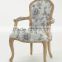 French /European style Square Back Solid OAK Flower Fabric Arm chair/Ding chair/Living Leisure chair(CH-859-Oak)