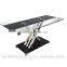 picture of black textural painted metal modern glass and stainless steel dining table design
