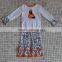 new design girls winter pumpkin halloween matching boutique clothing set