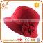 Customize cheap felt hats red 100% wool mini fedora hat with bowknot