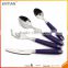 purple handle flatware set, flatware stainless steel, reusable plastic flatware