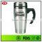 16 oz eco-friendly double wall stainless steel travel coffee mug with handle