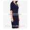 Elegant V-neckline Short Sleeves Regular Fit Women Dress with SIde Seams