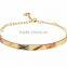 Imitation Three Tone Plated Bangle Bracelet With Extension Link Chain